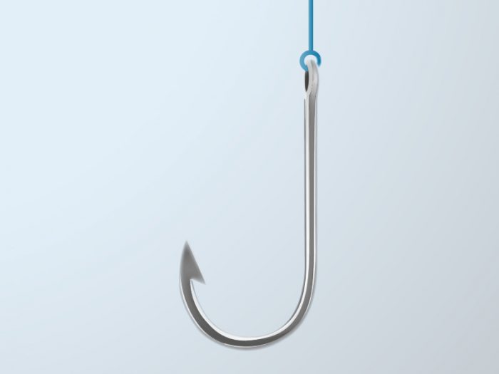 Silver Fishing hook on string