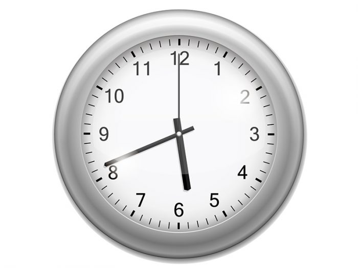 white background with grey clock