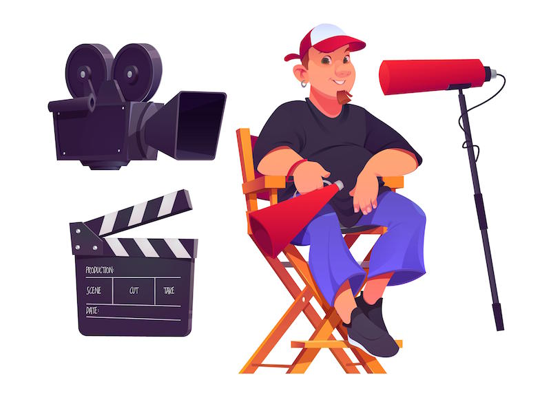 how to become a film director, a cartoon of a film director